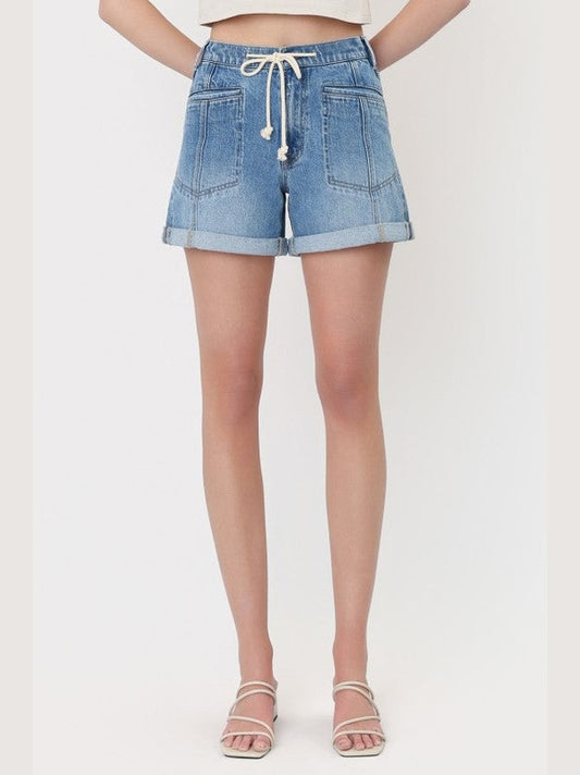 THE GWEN DRAWSTRING DENIM SHORTS