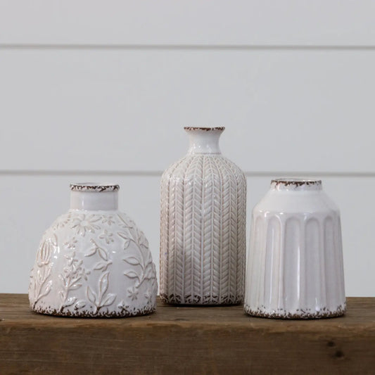 TEXTURED PATTERN VASES - 3 sizes