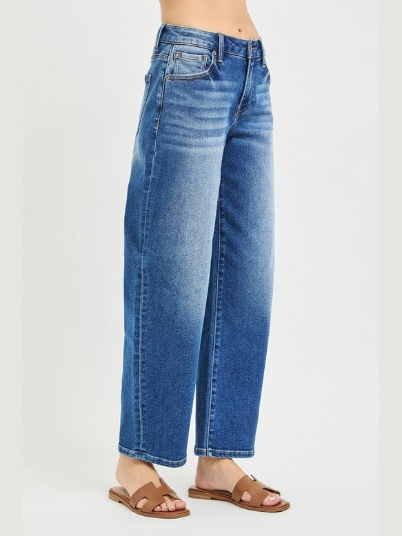 THE NADINE MEDIUM WASH BARREL DENIM