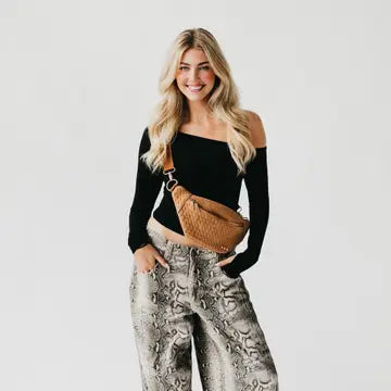 THE SUSIE SUEDE BUM BAG - woven brown