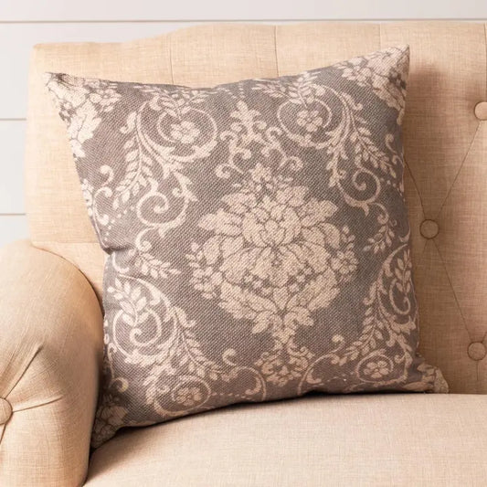 GREY FLORAL THROW PILLOWS