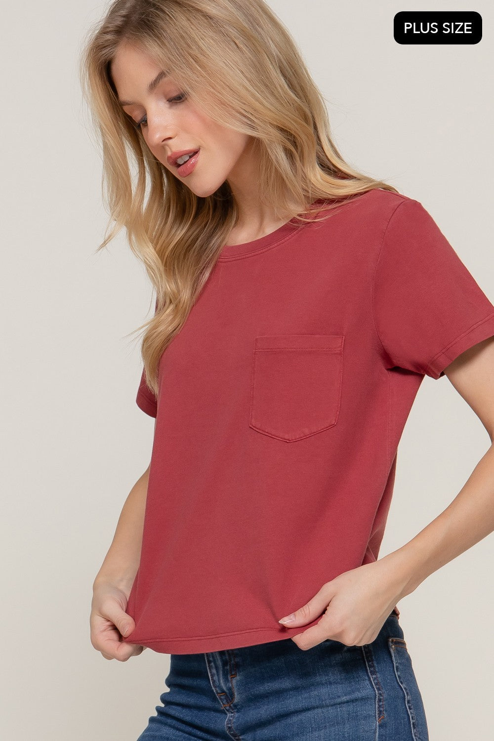 THE LAINEE BASIC COTTON JERSEY TEE - crimson