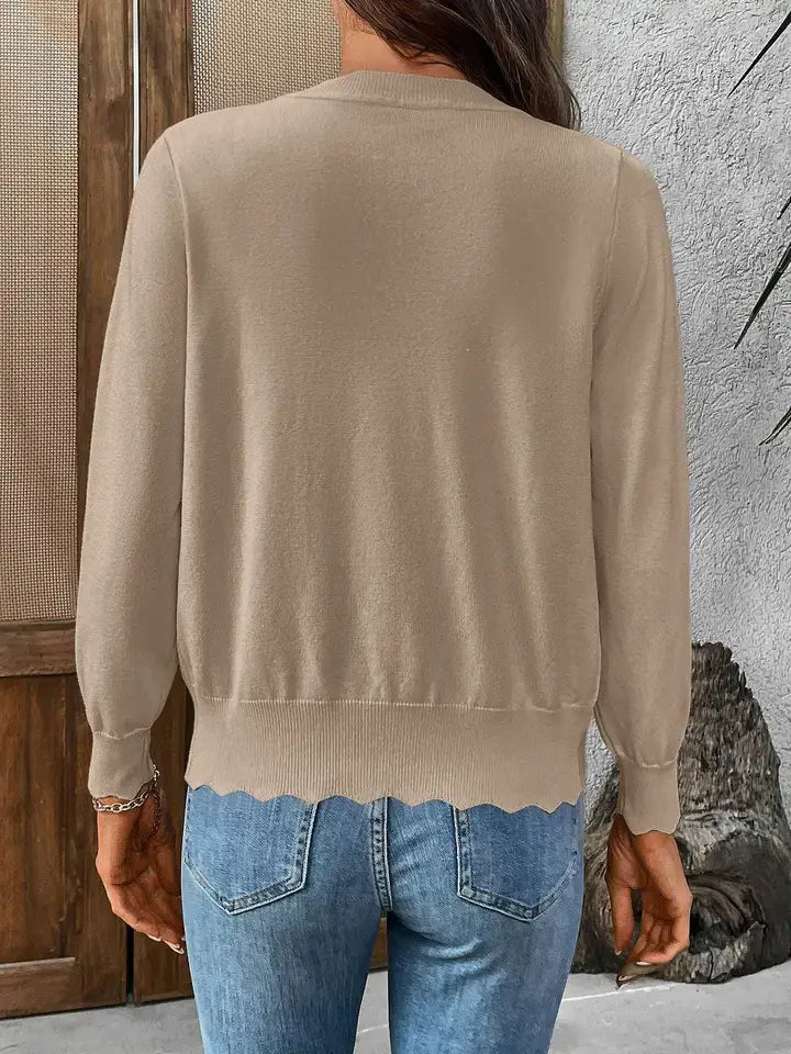 THE MARY SCALLOPED EDGE CARDIGANS - 3 colors
