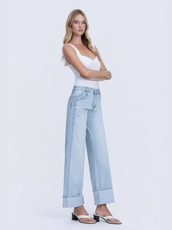 THE KRIS BAGGY WIDE LEG HI RISE DENIM
