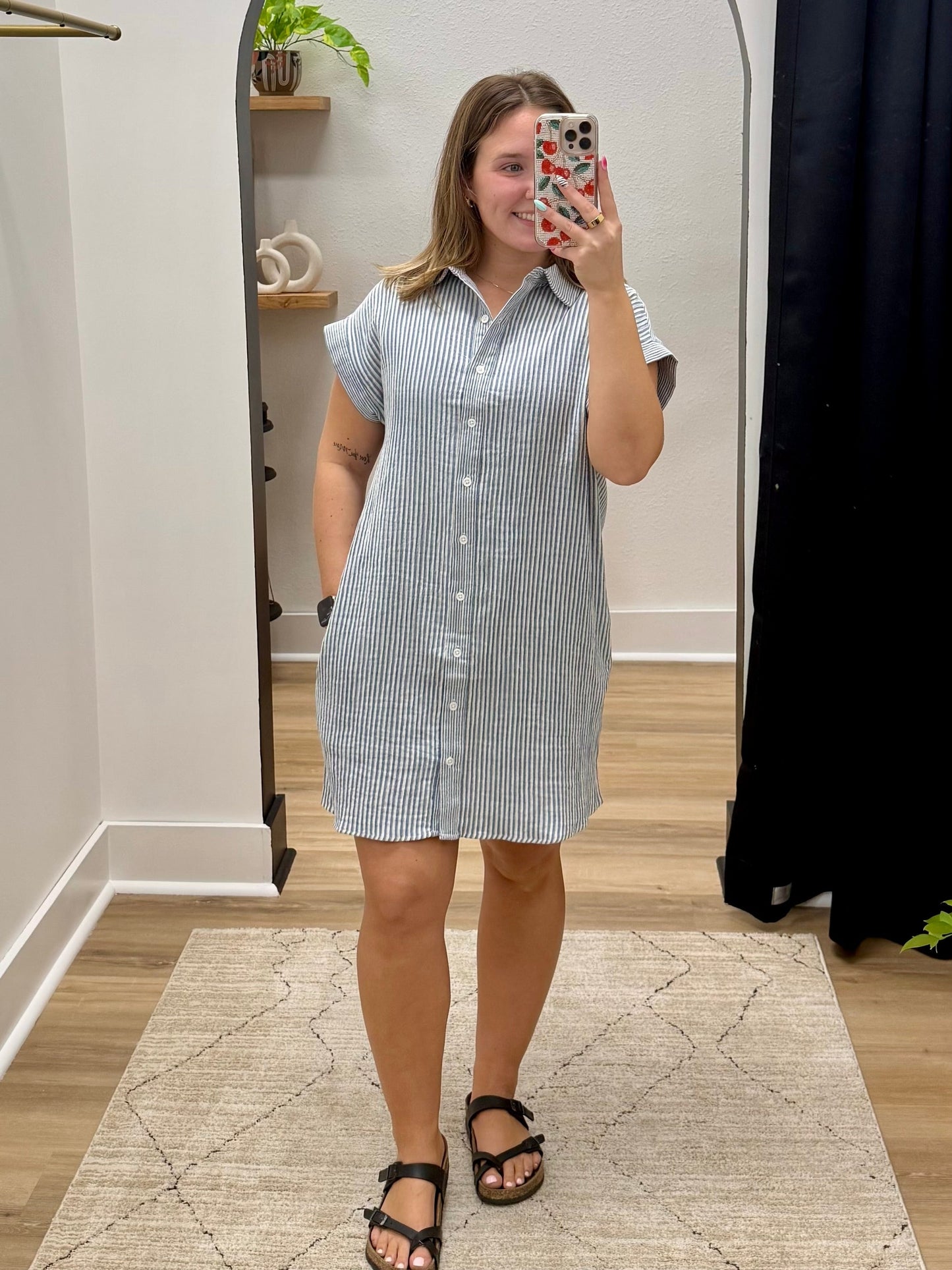 THE CRESCENT STRIPED DRESS - blue