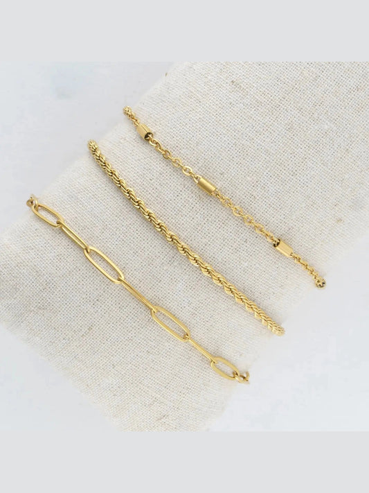 WATERPROOF TWISTED CHAIN TRIO BRACELETS
