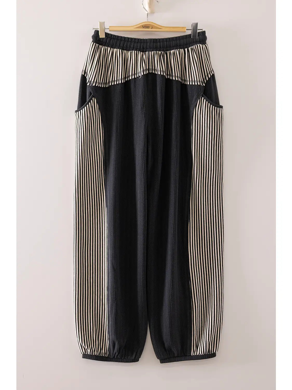 THE JACKIE CONTRAST STRIPED PANEL JOGGERS - off black