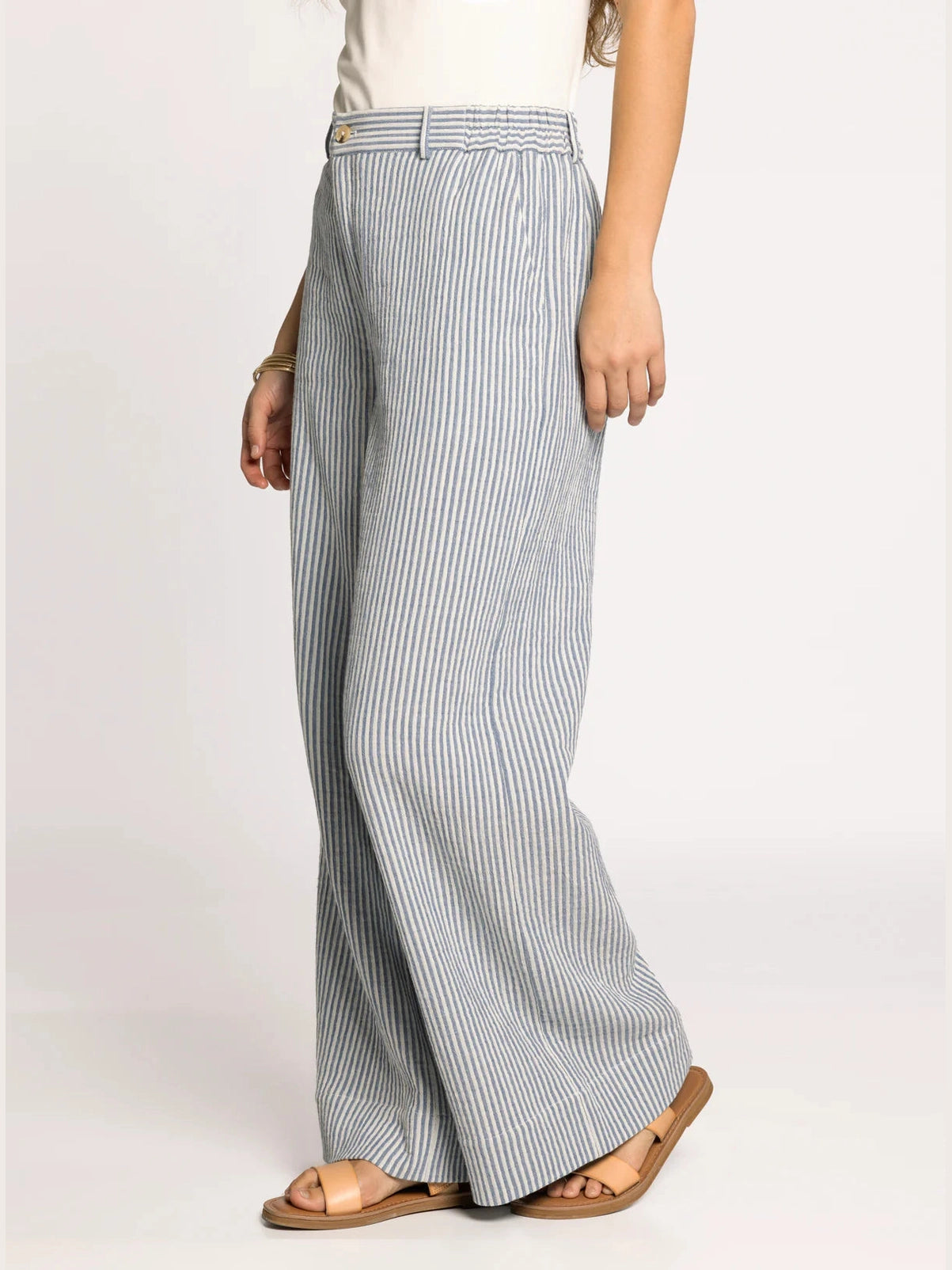 THE MAIA STRIPED COTTON PANT - blue