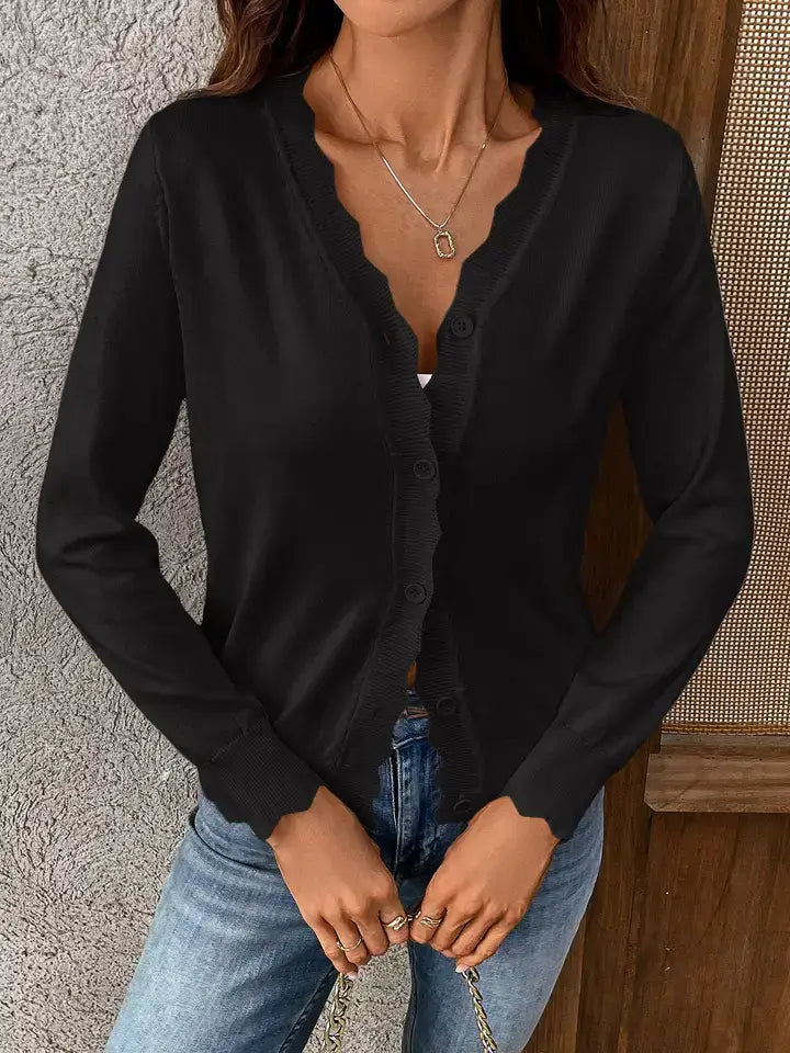 THE MARY SCALLOPED EDGE CARDIGANS - 3 colors