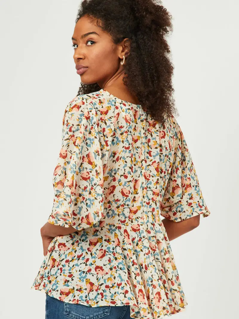 THE JULIE FLORAL CHIFFON V NECK BLOUSE