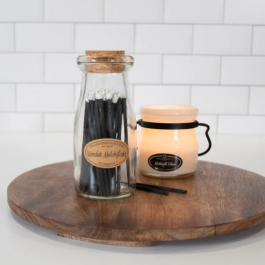 MILK BOTTLE JAR OF MATCHES