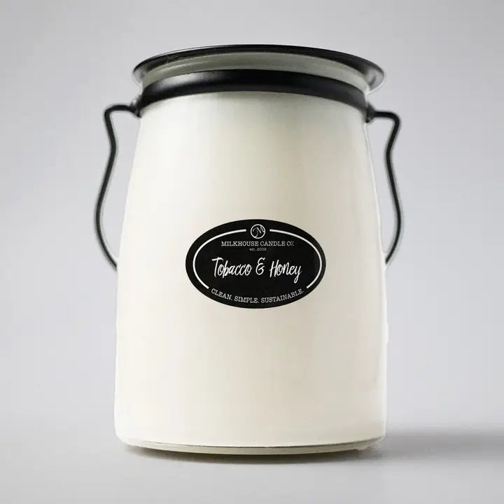 MILKHOUSE 22OZ. BUTTER JAR CANDLE - Tobacco & Honey