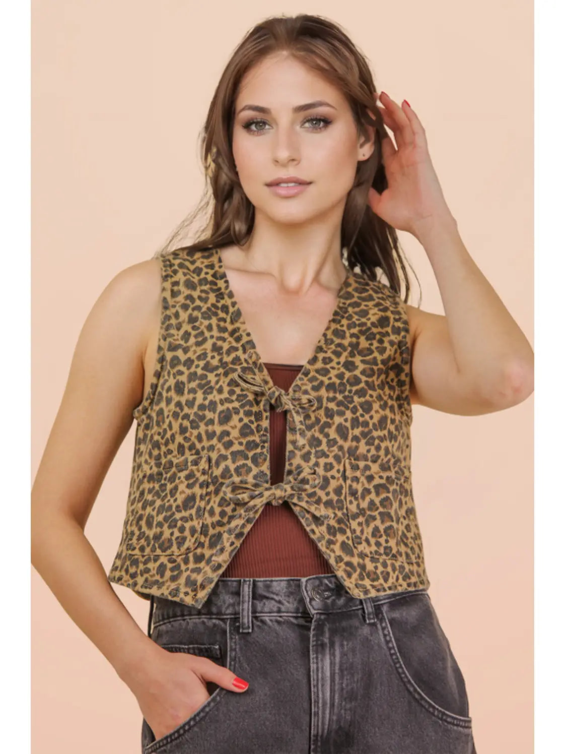 THE CANDIE LEOPARD TIE VEST