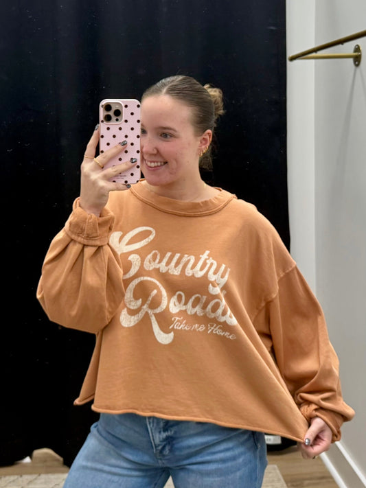 THE COUNTRY ROADS GRAPHIC SWEATSHIRTS - orange