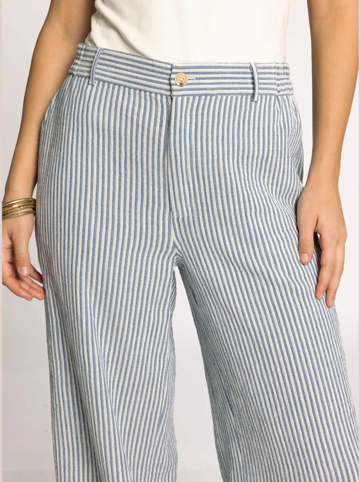THE MAIA STRIPED COTTON PANT - blue