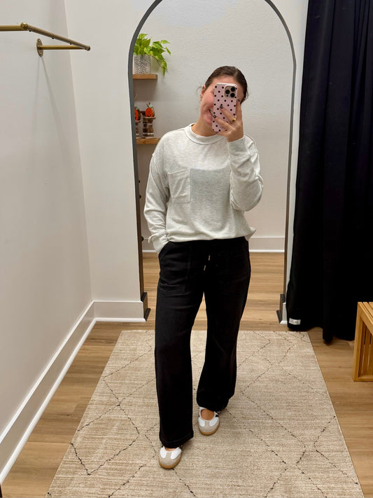 THE ERIKA SLOUCHY ELASTIC WAIST DENIM - black