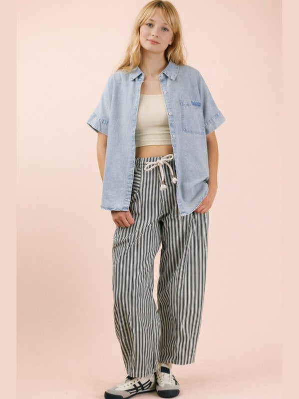 THE GRACE CHAMBRAY DENIM BUTTON DOWN SHIRT