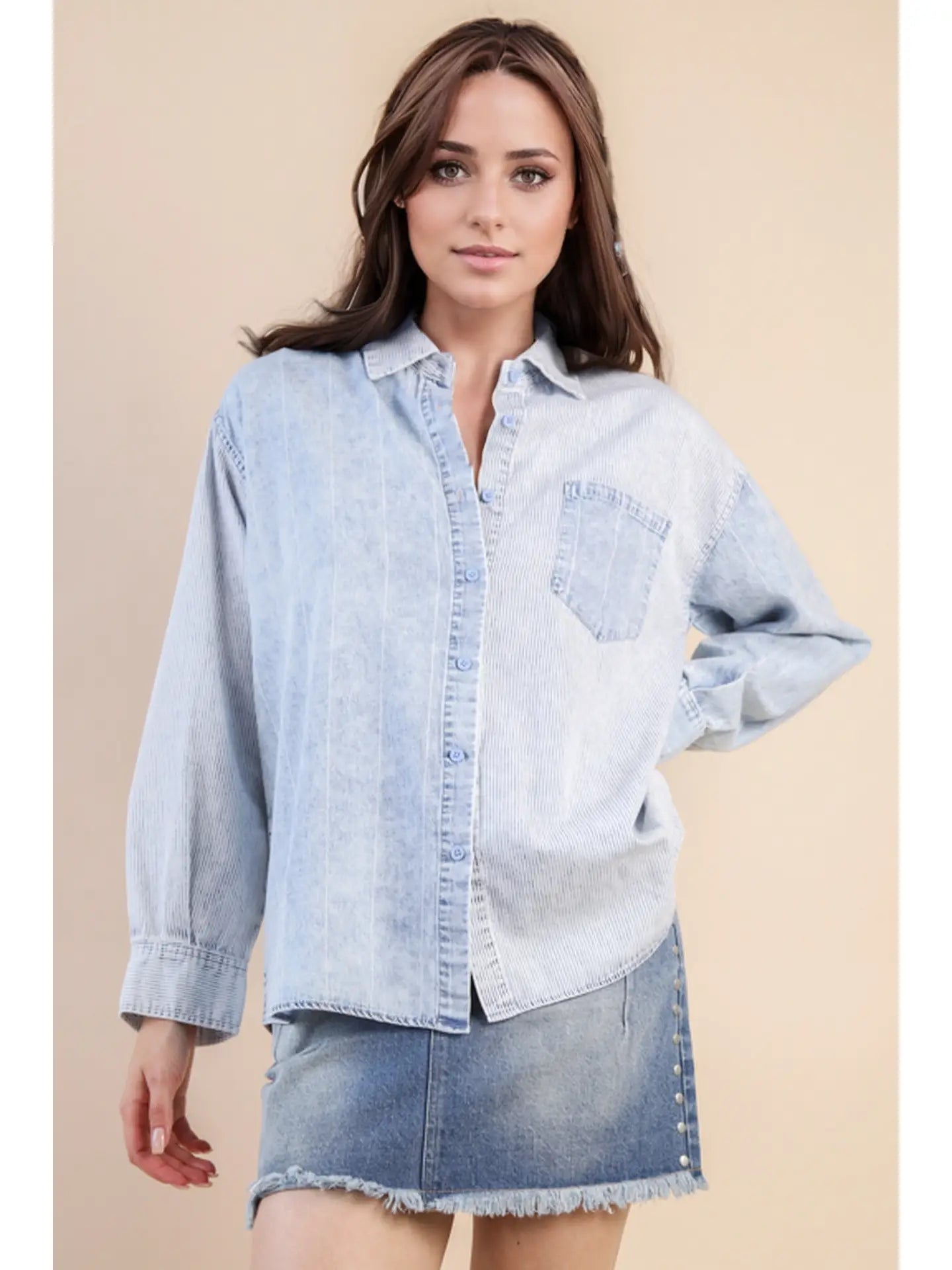 THE OAKLEY MINERAL WASHED CHAMBRAY COTTON SHIRT