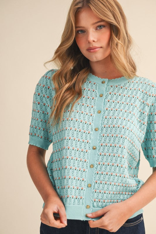 THE MYRA FLORAL BUTTON DOWN SPRING SWEATERS - 2 colors