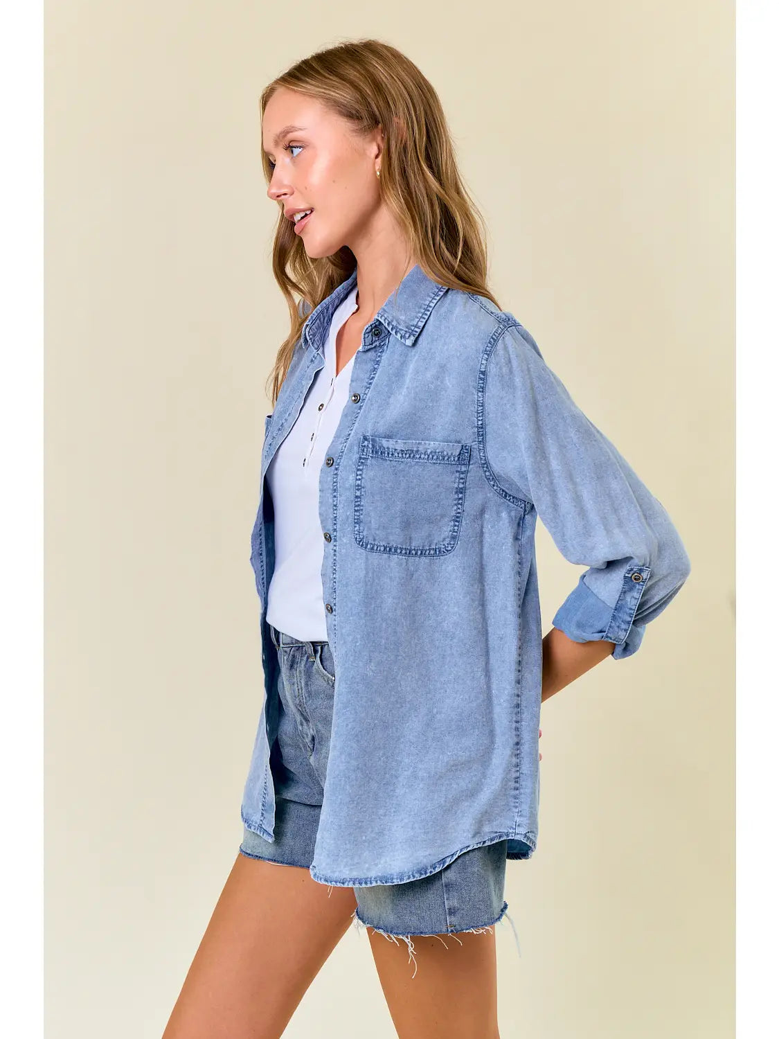 THE OLIVIA CHAMBARY DENIM SHIRTS - lt denim