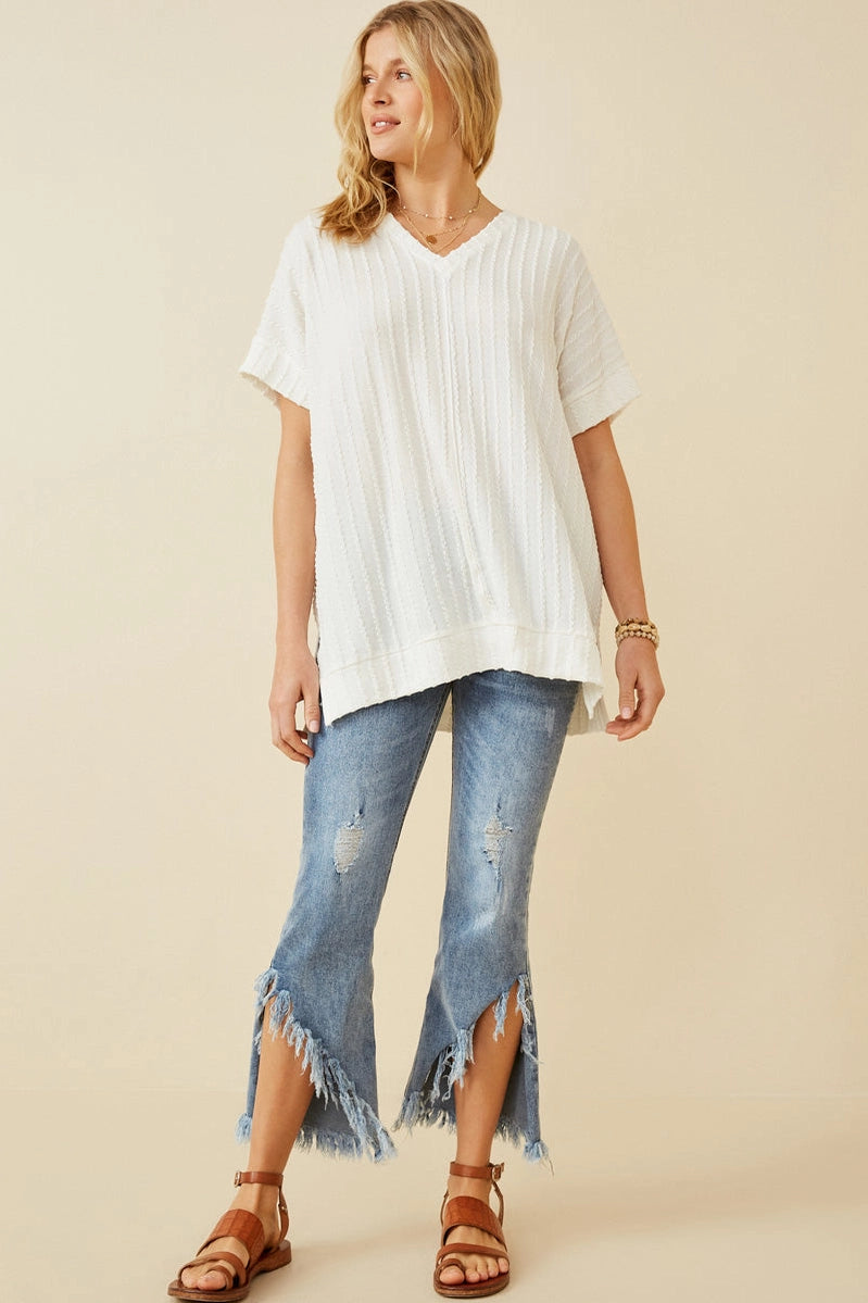 THE HANNAH CABLE KNIT DOLMAN V NECK TUNIC