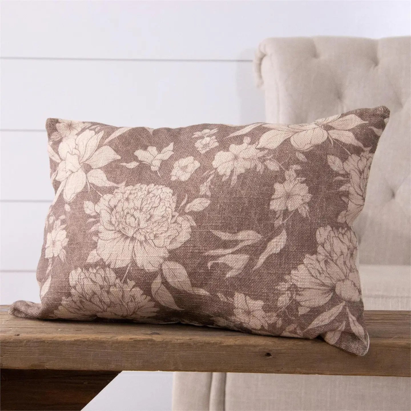 SEPIA FLORAL LUMBAR PILLOW COVER