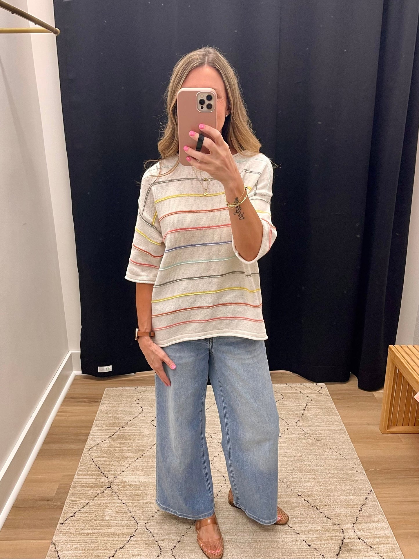 THE LENNIE STRIPED COTTON BLEND SWEATER