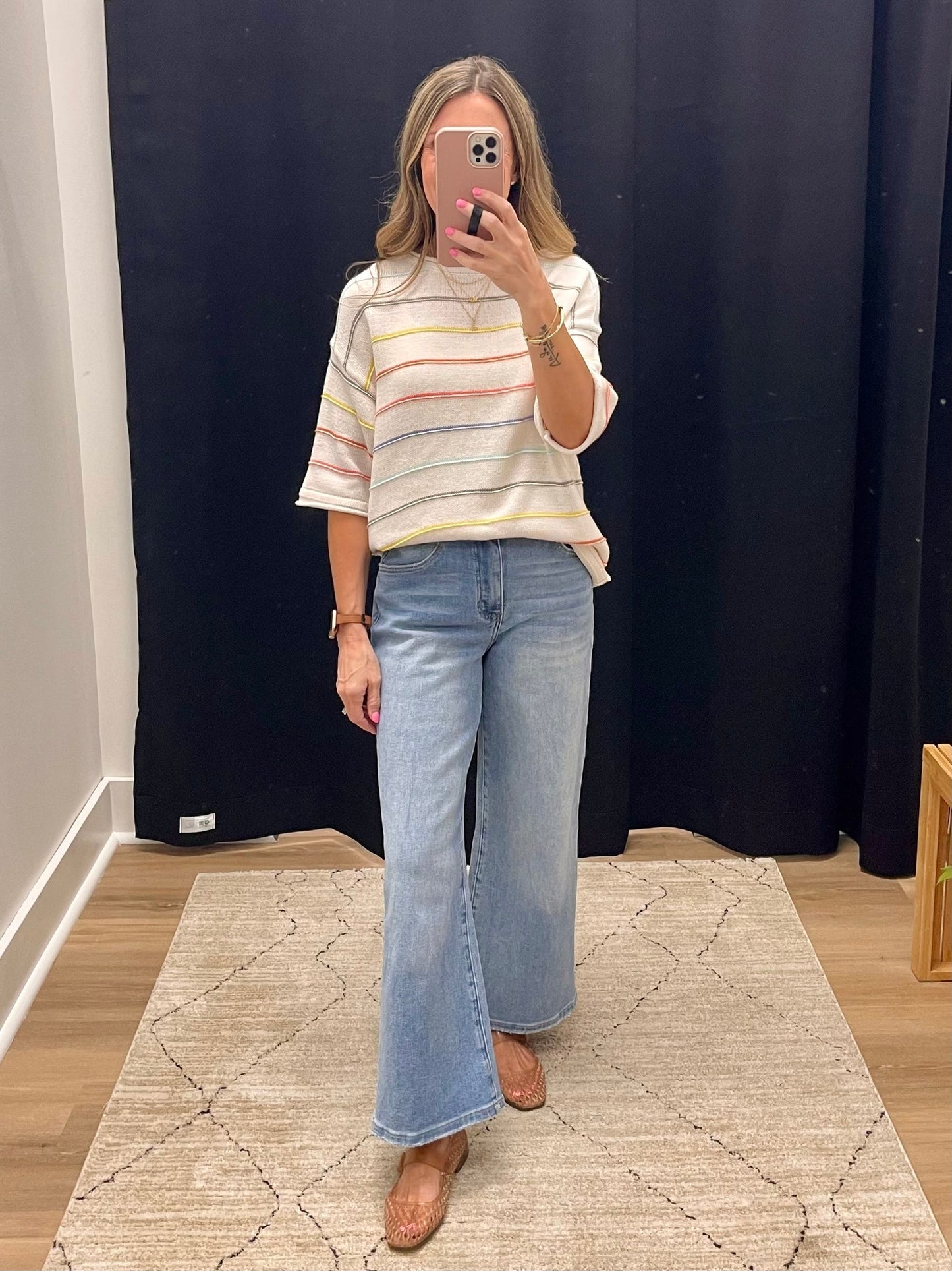 THE LENNIE STRIPED COTTON BLEND SWEATER