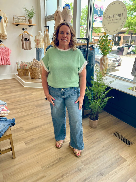 THE AMY COLORBLOCK TOP - green