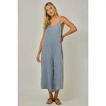 THE DONNA WASHED TENCEL JUMPSUIT  - lt denim