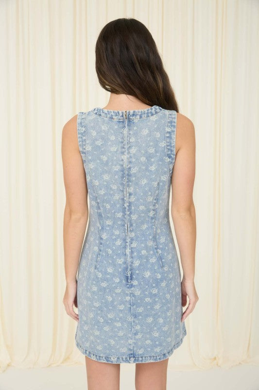 THE ABBE FLORAL DENIM DRESS