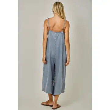 THE DONNA WASHED TENCEL JUMPSUIT  - lt denim