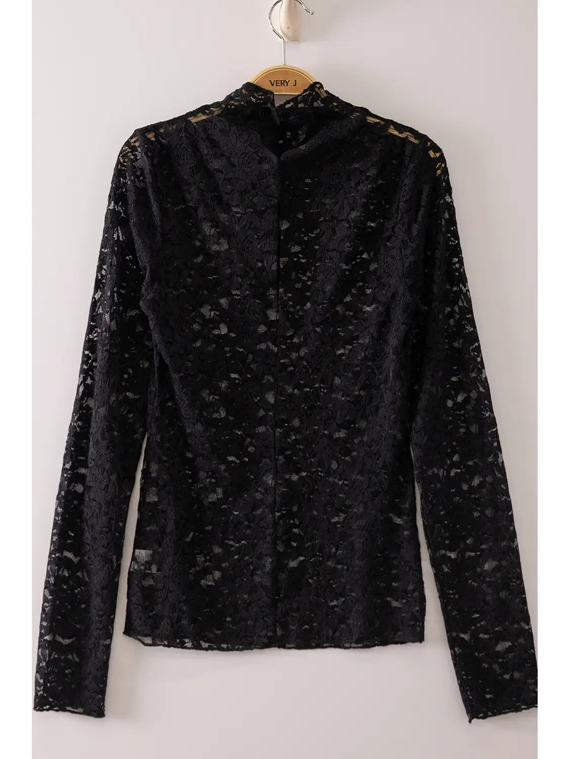 THE MEL MESH LACE KNIT TOP - black
