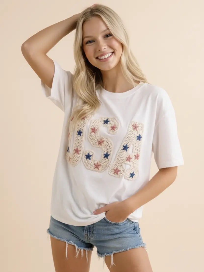 THE USA CROCHET STAR USA TEE