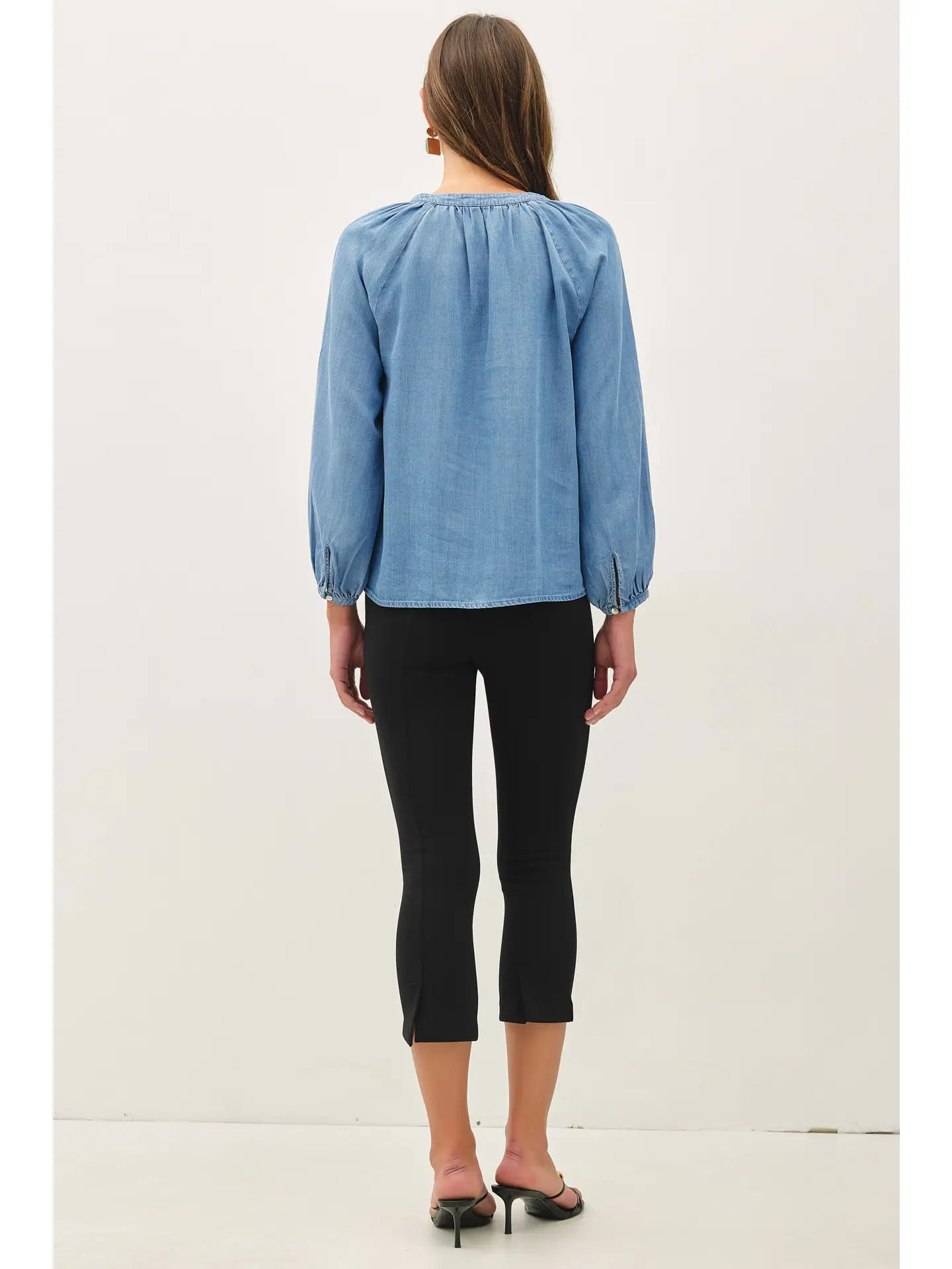 THE LENNIE WHIPSTITCH SOFT TENCEL PEASANT TOP