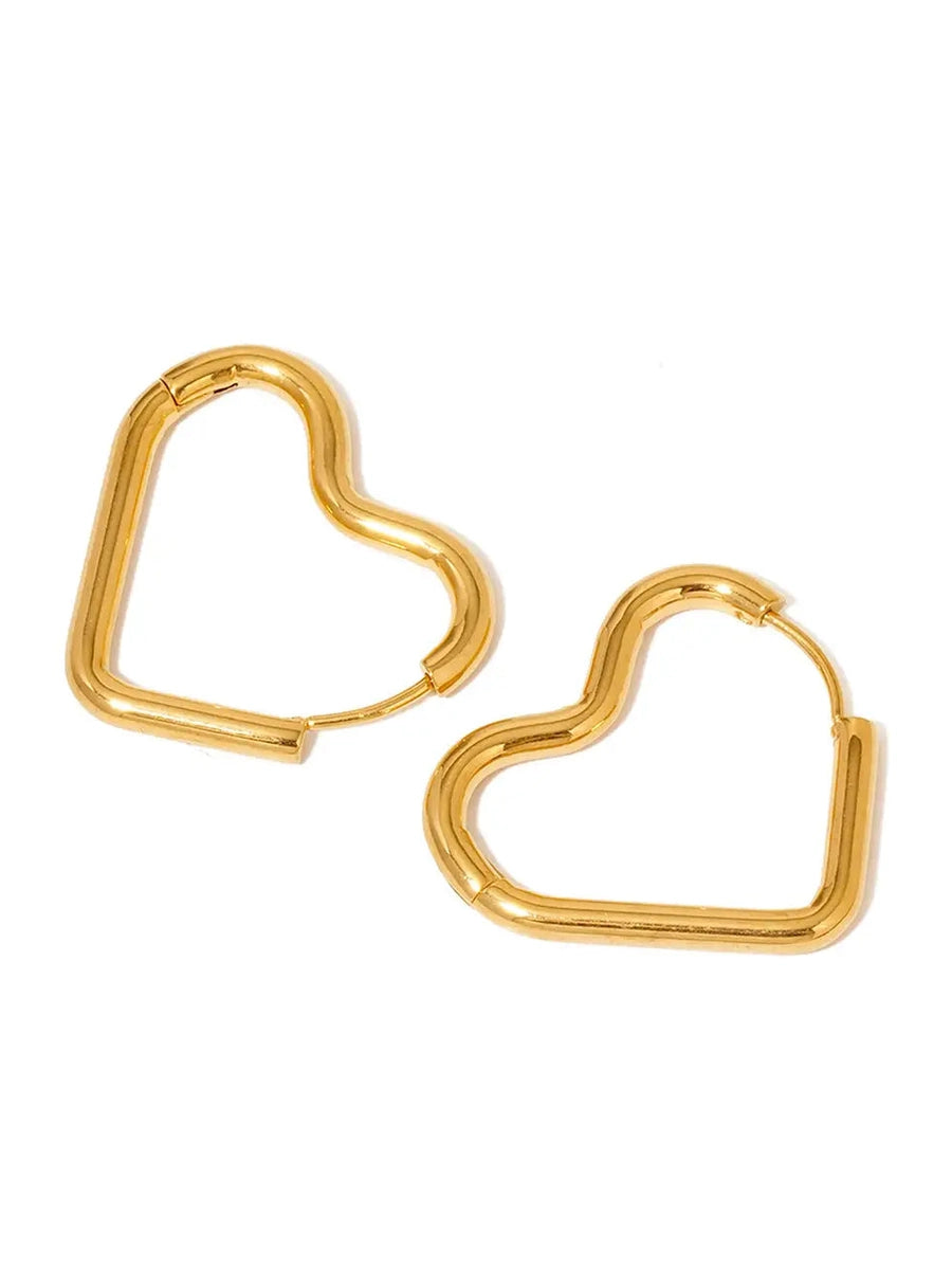 THE LOVE ON MY MIND HEART HOOP EARRINGS - gold