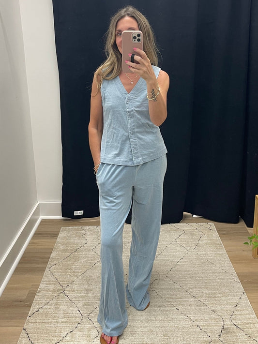 THE RENEE LIGHTWEIGHT SLEEVELESS TRAVEL SET - Lt blue
