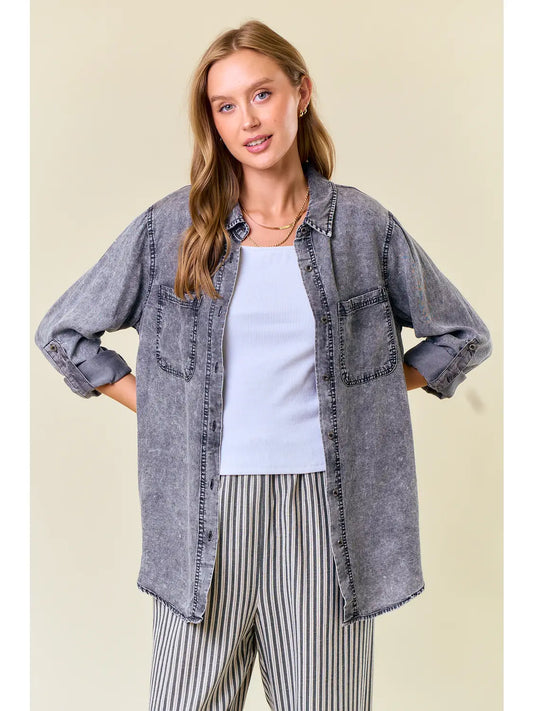 THE OLIVIA CHAMBARY DENIM SHIRTS - black denim