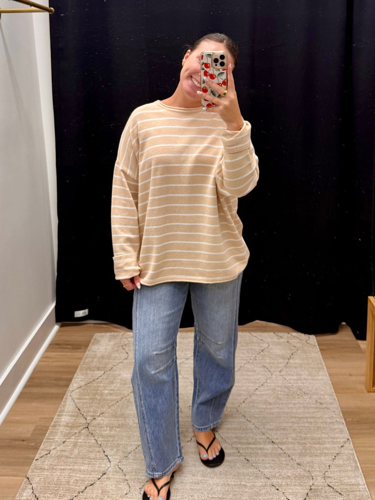 THE JORDAN OVERSIZED STRIPED SWEATER - oatmeal