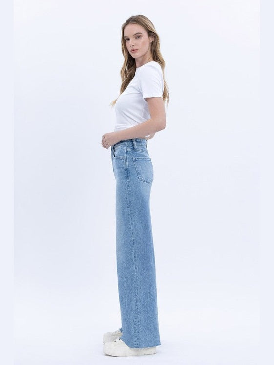 THE TAYLA(OLIVIA) WIDE LEG RAW HEM DENIM