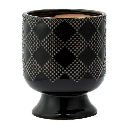 7.5" BLACK CHECKERED PEDESTAL PLANTER