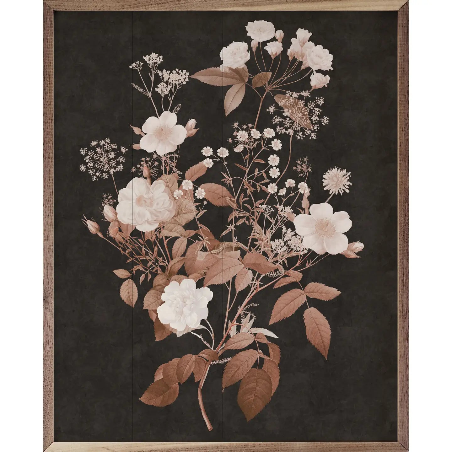 DARK VINTAGE FLORAL 3 PORTRAIT FRAMED PICTURE