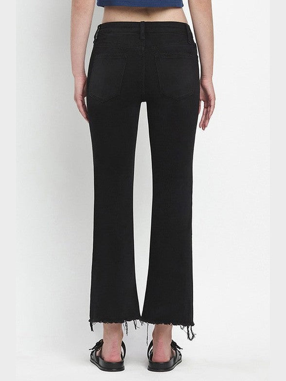 THE LINDSAY MID RISE RAW HEM BLACK DENIM REG & PLUS