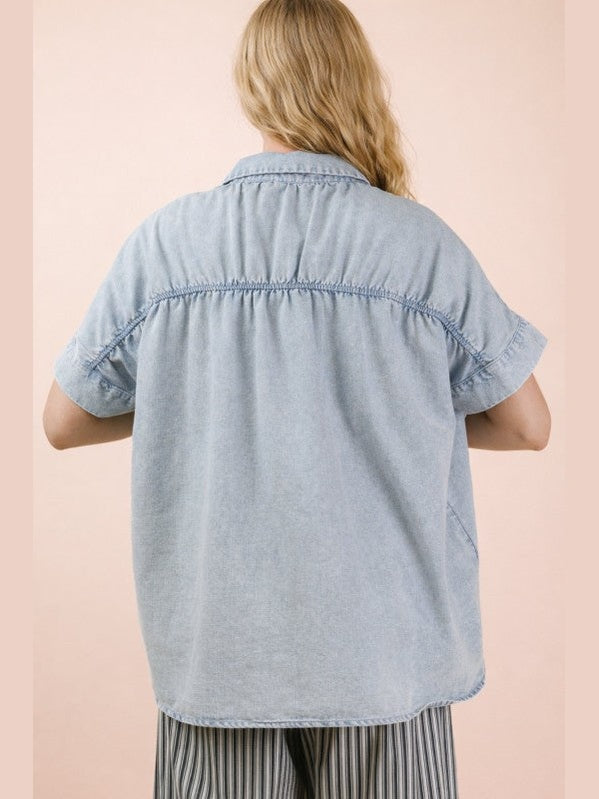 THE GRACE CHAMBRAY DENIM BUTTON DOWN SHIRT