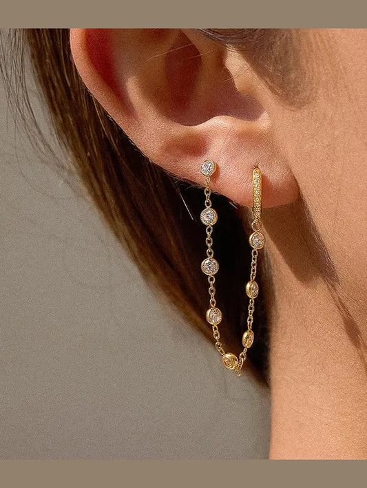 THE DAFFIRA 18K GOLD/CRYSTAL CHAIN LINK EARRINGS