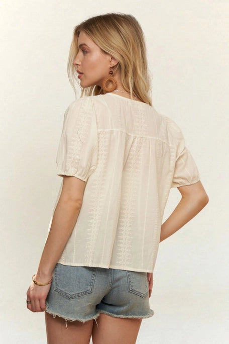 THE FAITH BOHO PHEASANT TOP - cream