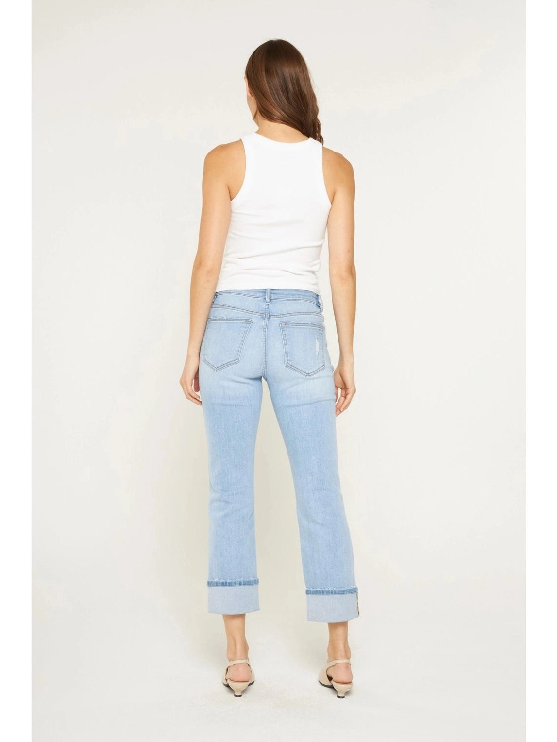 THE LYNNLEE MID RISE STRAIGHT LEG - lt wash