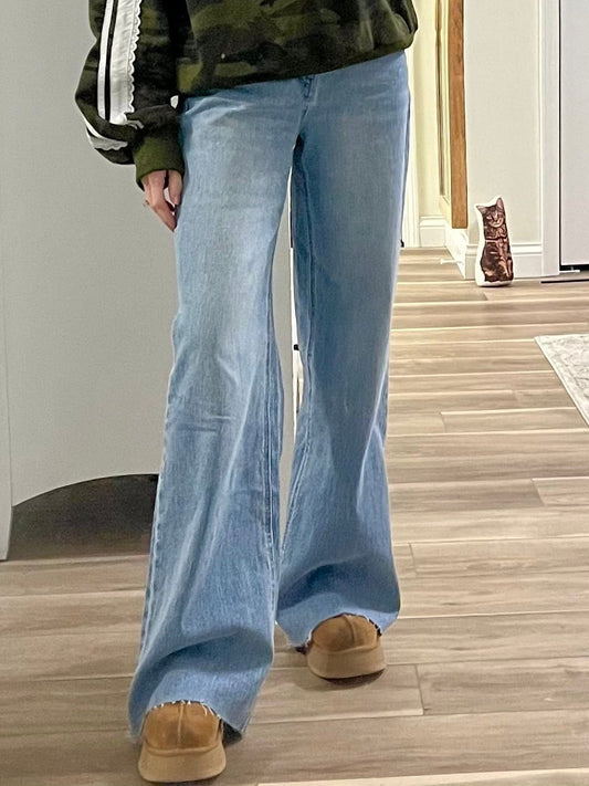 THE TAYLA(OLIVIA) WIDE LEG RAW HEM DENIM