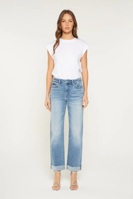 THE SHANA TUMMY CONTROL HI RISE DENIM - lt wash