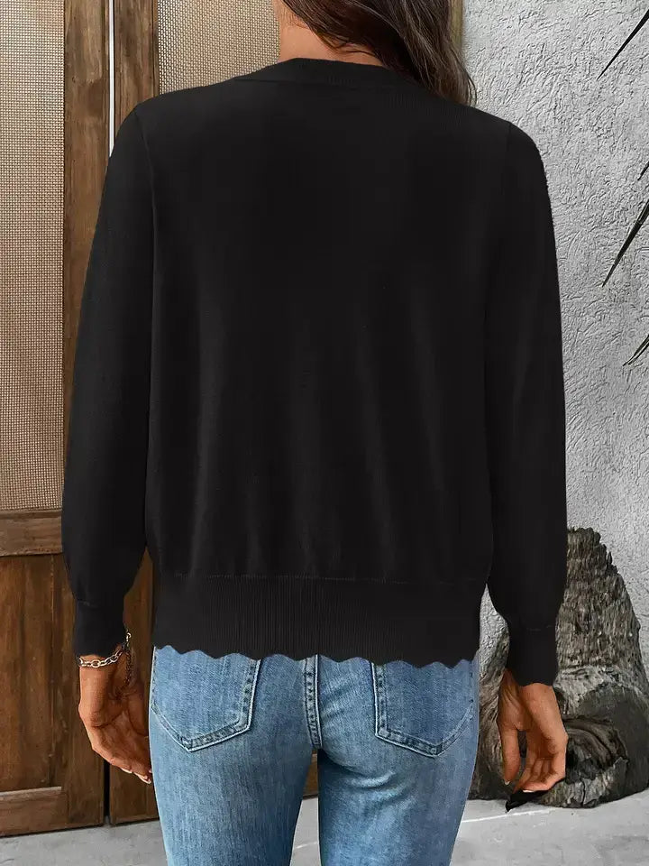THE MARY SCALLOPED EDGE CARDIGANS - 3 colors